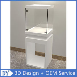 Groothandel van houten vierkante mat witte perspex display stands van goede kwaliteit met volledig vergrendelde lichten