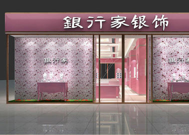 Glanzende roze kleur Showroom Display Cases 8mm en 6mm gehard glasmaterialen
