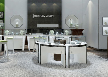 Moderne witte kleur ronde cirkel sieraden display counter / retail display cases