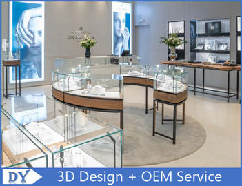 Metalen ronde vorm veneer Juwelierswinkel displaycases / retail glas displaycases