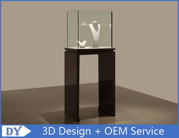Se - mi Afgewerkte Zwarte Glas Juwelen Display Case Met Lampen 450 X 450 X 1200MM