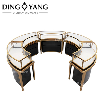 Fabriek Leverancier van High End Juwelen Display Vitrines Zwart Center Island Ronde Display Cases Met Intelligente Verlichting