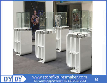 Oem productie goede prijs houten glas witte kleur perspex display stands met sloten