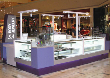 Makkelijk te installeren Juwelen Showcase Kiosk Aantrekkelijke paarse kleur Coating Houten materiaal