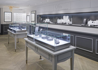 Langwerpig Matte Grijz Glas Juwelen Displaykasten Eenvoudige Moderne Stijl