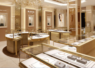 Volledig geassembleerde gouden metalen showroomcases aangepast 3D ontwerp