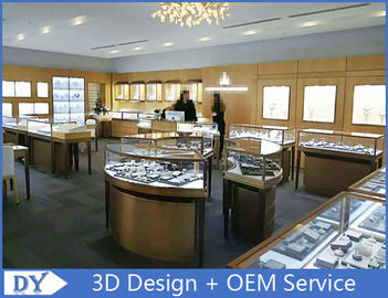 Elegant S / S winkel juwelen display cases 3D ontwerp beige + mat wit